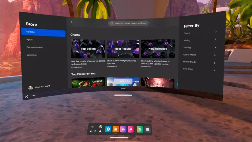 Oculus quest shop app store
