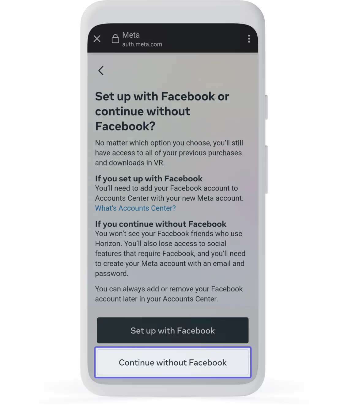 meta's new account update allows you to continue without facebook